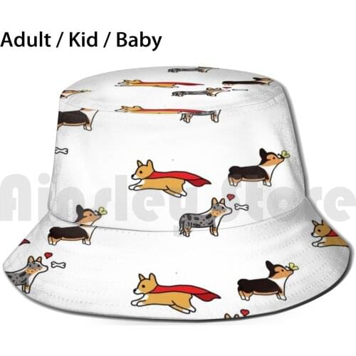 Corgis Sun Hat Foldable UV Protection Corgi Tri Color Corgi Corgi Cardigan Welsh Corgi Pembroke Welsh Corgi Blue