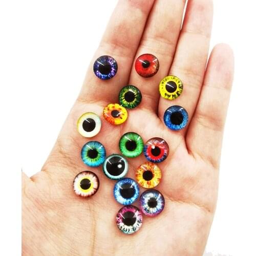 Glass eyes cabochons Round 6MM-30MM Round Dome Dragon Eye Dragon Cat Eye Toys DIY Accessory MIX Pupil Eye Cameo