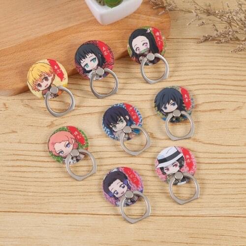 Universal Cartoon Demon Slayer Kimetsu No Yaiba Cute Girls Phone Mount Finger Ring Holder Mobile Stand Anime Cosplay