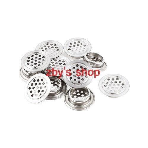 12 x Silver Tone Stainless Steel Cabinet Air Vent Louver Mesh Hole 25mm 1inch