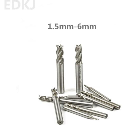 1pcs HSS high-speed steel stand milling cutter four-edged end mill 1.5mm-6mm carbide straight handle four-edged milling cutter