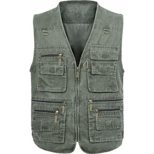 Many pockets vest Middle-aged elderly men Cotton Soft Waistcoat Plus Size 7XL Sleeveless Jacket zipper outdoor Casual Loose Coat