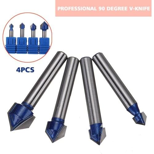 1/4" 90 Degree Engraver Cutter Tool V Groove Router Drill Bits Qualtiy Carbon Steel For Acrylic, MDF, PVC 3D Engraving Chamfer