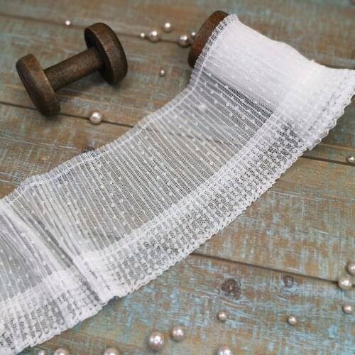 1Y White Black Pleated Dot Mesh Soft Tulle Fabric Guipure Ruffle Lace Trim Embroidery Ribbon Collar Sock Sewing Decor DIY Craft