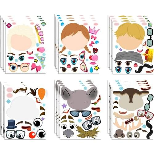 36pcs Make a Face Stickers Princess Party Favors Games Theme Birthday Supplies Decorations Dress Up DIY Crafts for Children