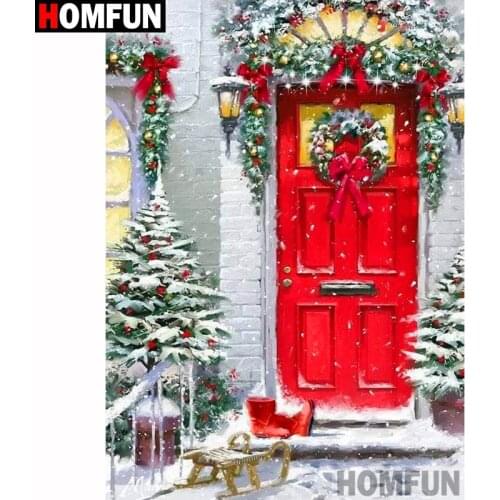 HOMFUN Full Square/Round Drill 5D DIY Diamond Painting "Christmas house" 3D Diamond Embroidery Cross Stitch Home Decor A19572
