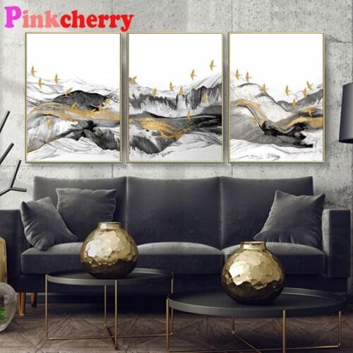 Diy diamond painting cross stitch Nordic Abstract Art Landscape Gray Golden 5d,diamond embroidery mosaic crafts gift