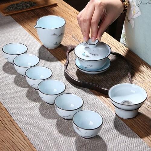 Kung Fu Tea Set Ceramic Simple Teapot Mate Gift Porcelain Creative Luxury Chinese Tea Set Household Tazas De Te Teaware DG50TC