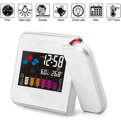 Projection Digital Alarm Clocks For Bedrooms With Weather Station Temperature Humidity Monitor Gauge Projection Alarm Clocks New