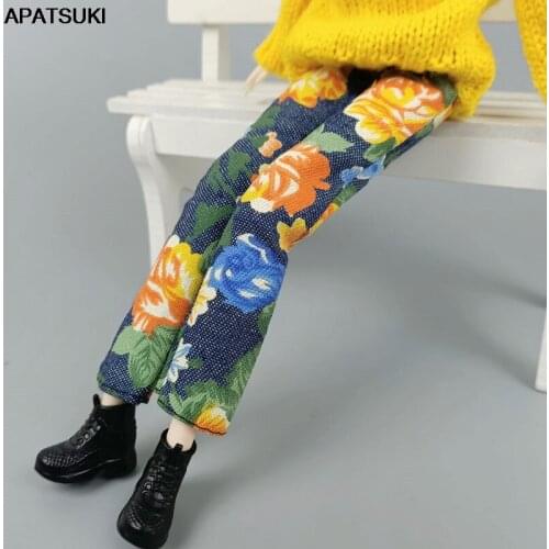 Flower Floral Jeans Pants Doll Clothes For Barbie Dolls Outfits Trousers For Barbie 1/6 BJD Dollhouse Accessories Kids Toys