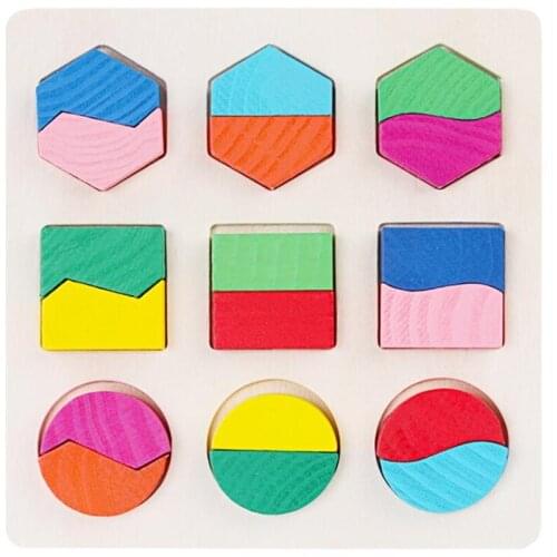 Wooden Geometric Shapes Sorting Math Montessori jigsaw Puzzle Preschool Learning Educational Game Baby Toddler Toys for Children
