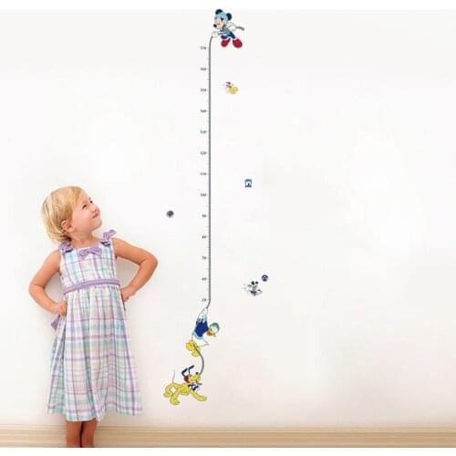 Disney mickey mouse pluto height measure wall stickers for kids rooms home decor cartoon growth chart wall decals pvc mural art