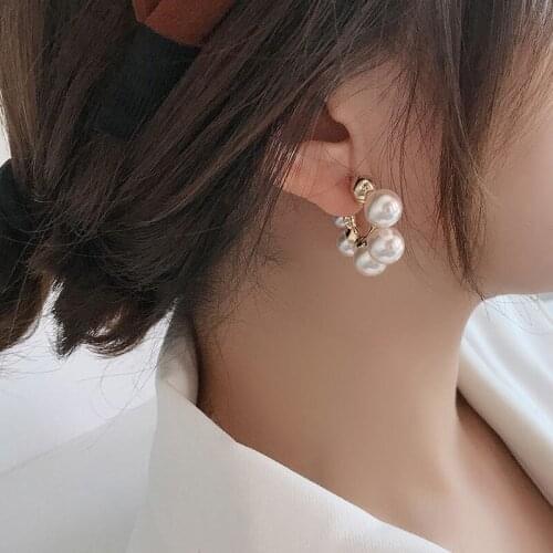 Euro-American Trend Big Simulated-pearl Premium Stud Earrings for Women Girls Temperamental Earrings Wholesale New Arrivals