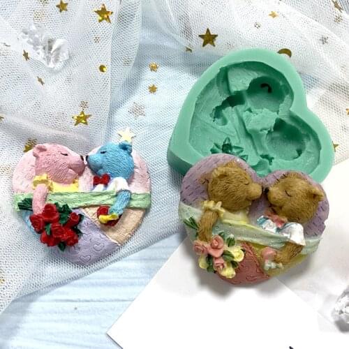 European Cartoon Baby Bear Chocolate Biscuit Silicone Mold Fondant Cake Decoration Baking Mold Soap Making Supplies