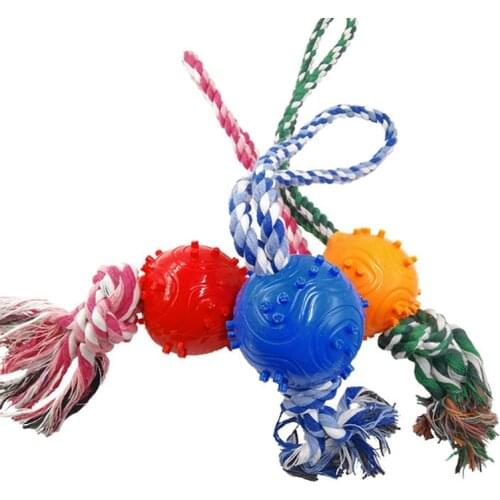 Pet Chew Rope Cotton Interactive Convex Rubber Pet Wear Resistance Of Rope Biting The Ball Dog Molars Training Toy Dog Supplies