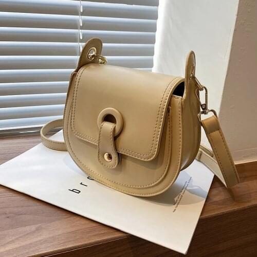 Classic Mini PU Leather Saddle Bags for Women 2021 Summer Lady Shoulder Crossbody Simple Bag Female Travel Handbags 3 colour