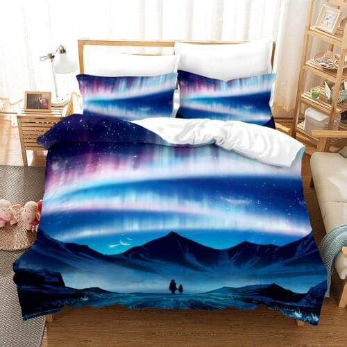 Aurora 3D Bedding Quilt Cover Sets Star Animal Series Pattern Printing 3pcs Cosmos Duver Cover with Pillowcase for Kids Teens