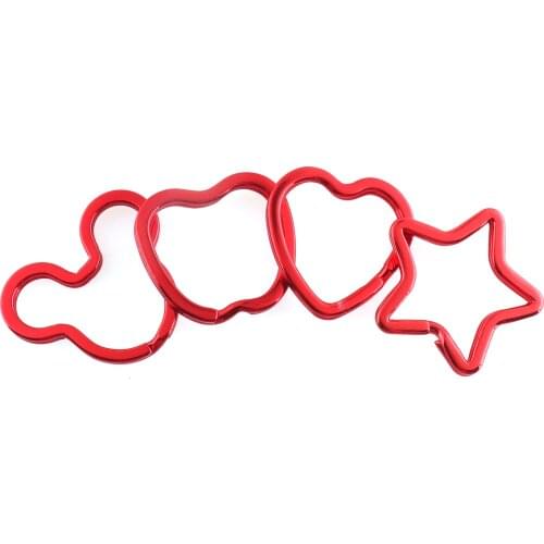 Red color heart star shape Key ring Key chain Split ring Mouse lovely key ring DIY handmade decoration accessories 10pcs