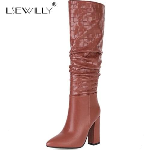 Lsewilly 2021 New Arrive High Heel Boots Women Autumn Winter Sexy Fashion Party Shoes Pointed Toe Zebra Knee High Boots Women
