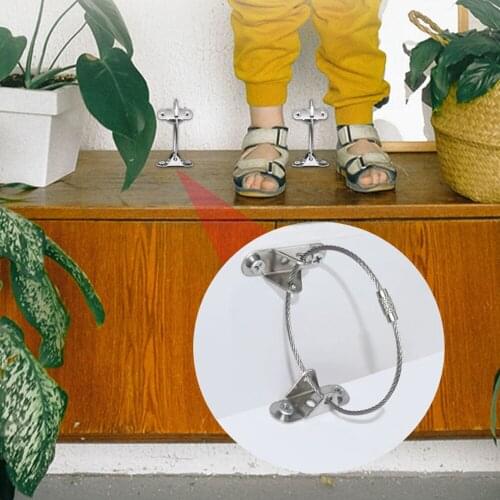 8 Sets Metal Anti-tip Furniture Prevention Straps Kids Pets Safety Straps for Cupboards Dressers Wardrobes Bookshelves