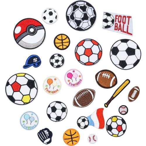 Fashion Sports Embroidery Patches Iron on Football Basketball Badges DIY Stickers for Clothes Hole Patch Baseball Rugby Applique
