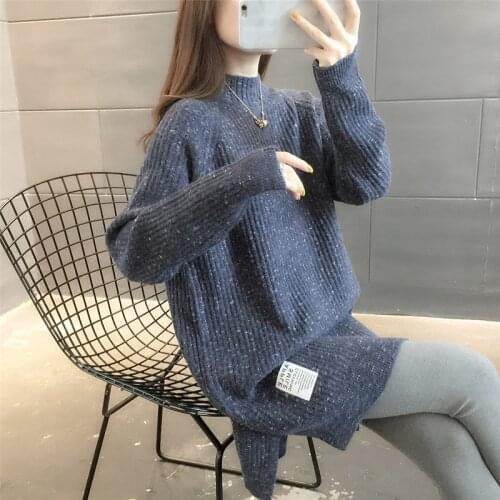 Fashion Sweaters Women Plus Size Turtleneck Mid-Length Pullover 2021 Autumn And Winter Loose Lazy Knit Thicken Female Clothing
