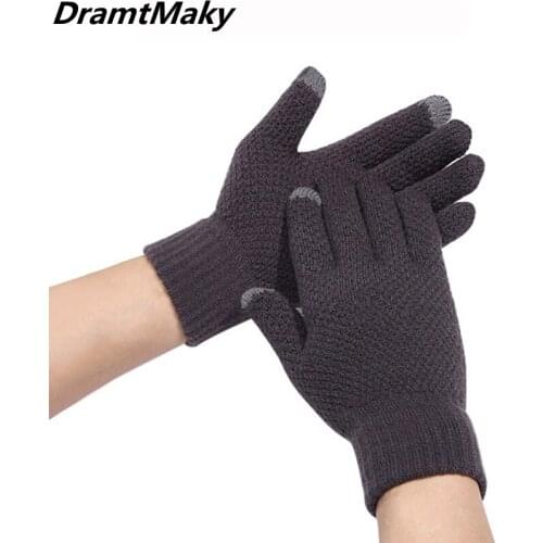 Fashion winter Gloves Men Women Bike Stretchy Knitted Winter Warm Adult Touch screen Gloves tactical leather female wholesale