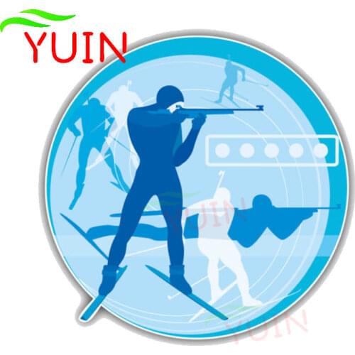 Motorcycle Decorative Decals Biathlon Competition Car Sticker Creative Cars Accessories PVC Windshield Waterproof Decal 14*14cm