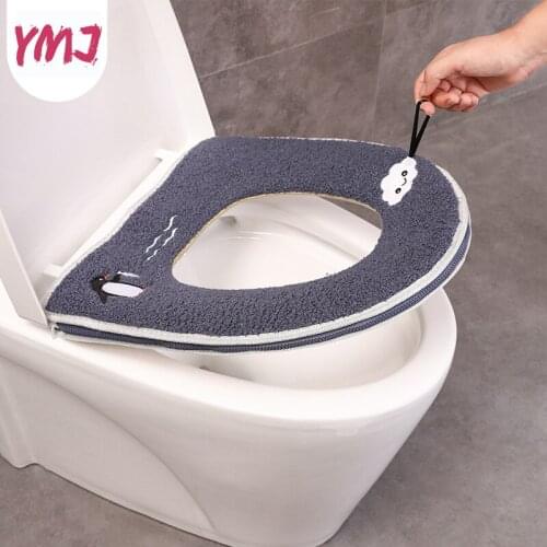 Cartoon Toilet Seat Toilet Seat Warmer Leather Belt Zipper Cute Penguin Home Decoration Toilet Seat Cushion Toilet Accessories