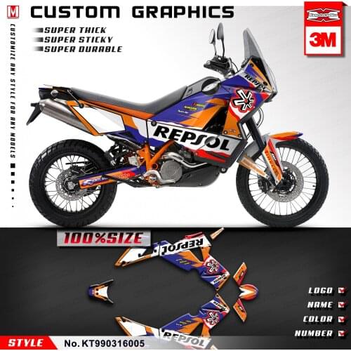 KUNGFU GRAPHICS Motorbike Wrap Kit Decals Stickers for 950 990 Adventure ADV 2003 to 2016 Orange (Style no. KT990316005)