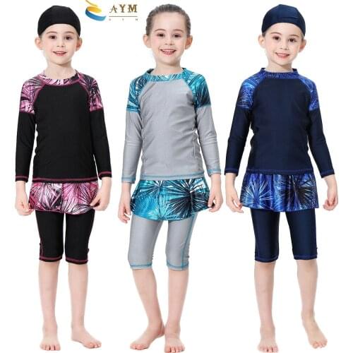 New product Muslim conservative parent-child swimsuit Printed womens conservative swimsuit