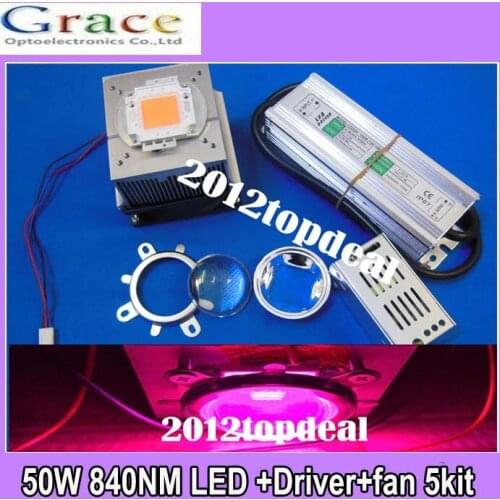 New 50W DIY led grow light 380-840nm chip+driver+heatsink+ fan +led lens