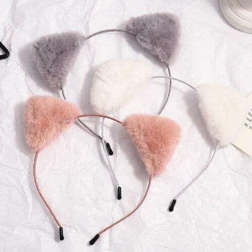 New Sweet Cat Ears HeadBands Pompon Balls Hair Bezel Plush Hairband For Women Girls Hair Hoop Birthday Party Hair Accessories