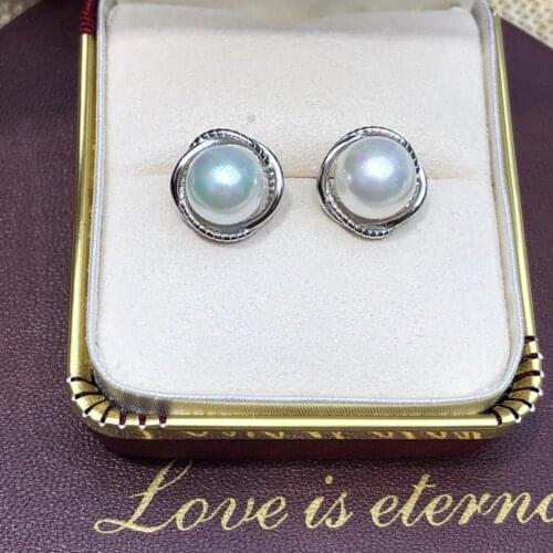 Wholesale Trendy 925 Sterling Silver Stud Earrings Findings Settings Base Mountings Parts Mounts for Pearls Agate Coral Beads