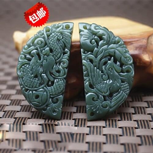 Natural Dark Green Stone Pendant Laughing Buddha Maitreya Pendant Necklace Buddha Pendant Men Womens Stone Jewelry