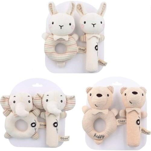Baby Rabbit Rattles Soft Cartoon Cute Plush Animal Rattles Toys Child Educational Handbells Soft Toddler Baby Comfort Toys Doll