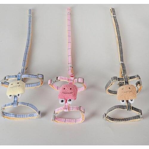 Dinosaur Adjustable Chest Strap Cat Harness Leash With Buckle Pet Supply Grey Simple Design Animal Pattern Design Guide Belt