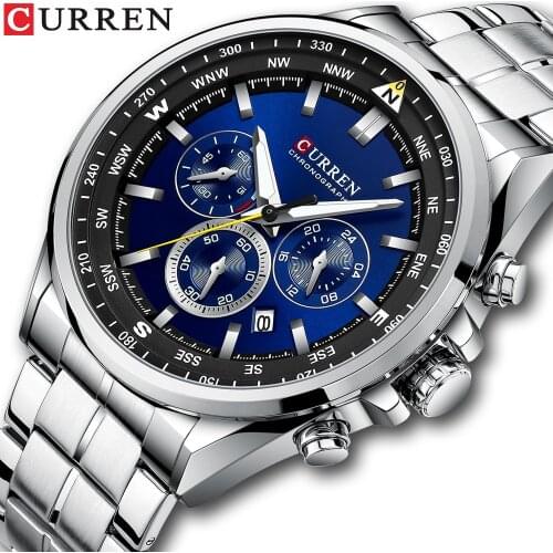 Relogio Masculino CURREN Men Watches Top Luxury Brand Fashion Sport Waterproof Chronograph Male Stainless Steel Wristwatch Men