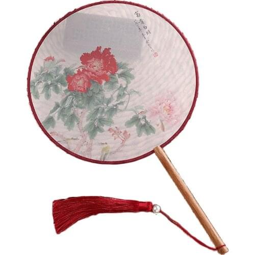 Silk Decorative Fan Wedding Decoration Hand Made Folding Portable Spanish Hand Fan Round Home Living Room Wall Decoration Arts