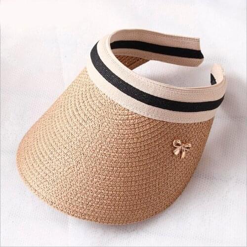 New Womens Sun Hats Handmade Straw Visor Caps Parent-Child Summer Hat Empty Top Beach Hat Womens Hats Fedora Hat Straw Hat