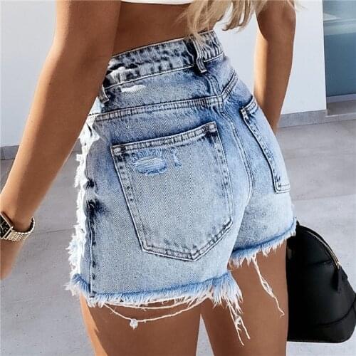 2021 Womens Denim Shorts Classic Vintage High Waist Blue Wide Leg Female Casual Summer Ladies Shorts Jeans for Ladies