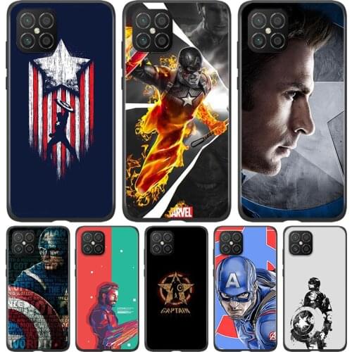 Silicone Cover Marvel Captain America Superhero For Huawei Nova 8 7i 6 5T 5i 5Z 4E 3i 3e 2i SE PRO Lite 4G 5G Black Phone Case