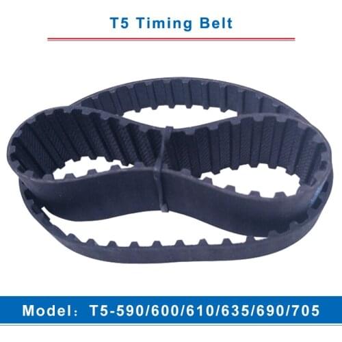 T5 Timing Belt Model T5-590/600/610/635/690/705 Rubber Belt Teeth Pitch 5mm Transmission Belt Width 10/15/20/25/30/35/40/45/50mm