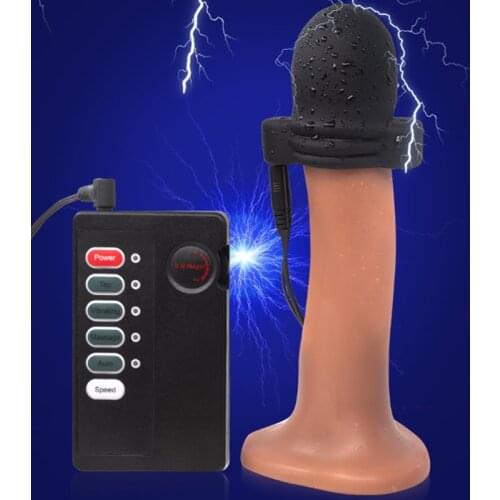 Shock Electric Glans Cap With SM Player Wave Therapy Penis Cage Shocking Chastity Device Tens Penis Sleeve Medical Themed Toys