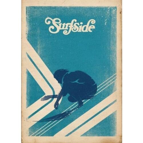 SURFSIDE VINTAGE SURFING METAL TIN SIGN POSTER WALL PLAQUE