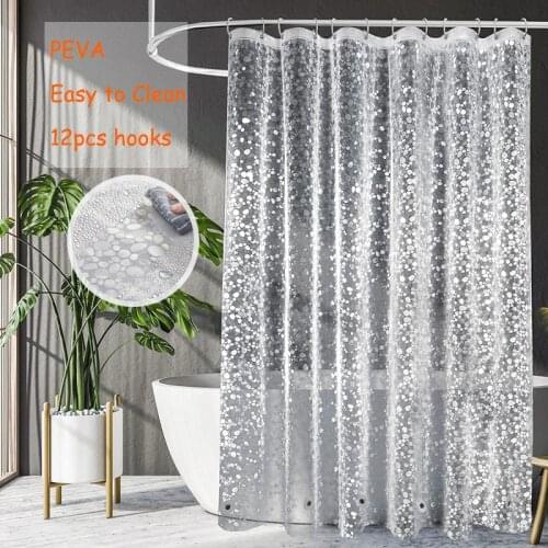 180x200cm White Waterproof Bathroom Shower Curtains Transparent Bath Curtain with Hooks Sheer Curtains for Home Decor PEVA