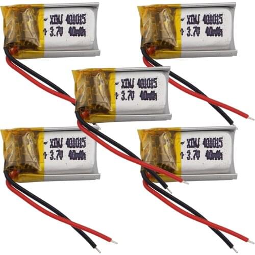 XINJ 5pcs 3.7V 40mAh Li-Po Polymer Battery 401015 For bluetooth earphone speaker smart watch DIY Toys 3D classes mp3 Record pen
