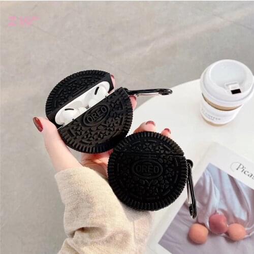Funny Cookies 3D Earphone Cases Cover With Hook For AirPods 1/2 Airpods Pro 3 Cute Silicone Protection Earphone Cover keychain