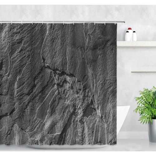 Retro Black Brick Wall Shower Curtain Stone Pattern Creative Personality Home Decor Waterproof Bathroom Curtain Hook Bath Screen