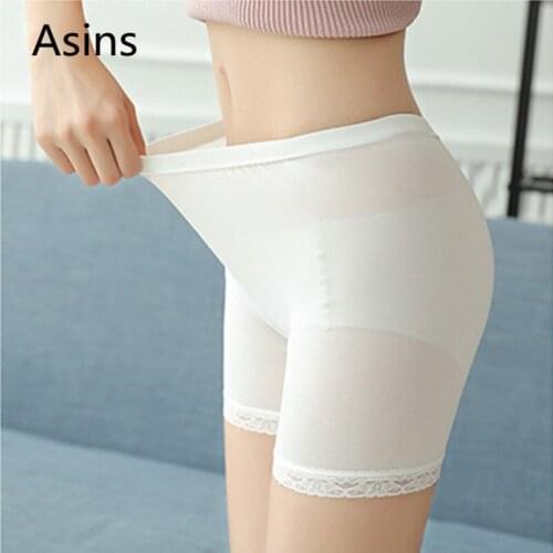 Asins women safety pants 2019 summer hot new Ice silk seamless safety pants fashion wild anti-exposure sexy lace safety pants